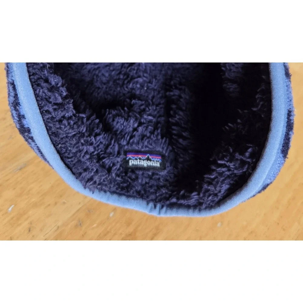 Patagonia Baby Infant Reversible Winter Beanie Hat Blue Geometric 12-24 months